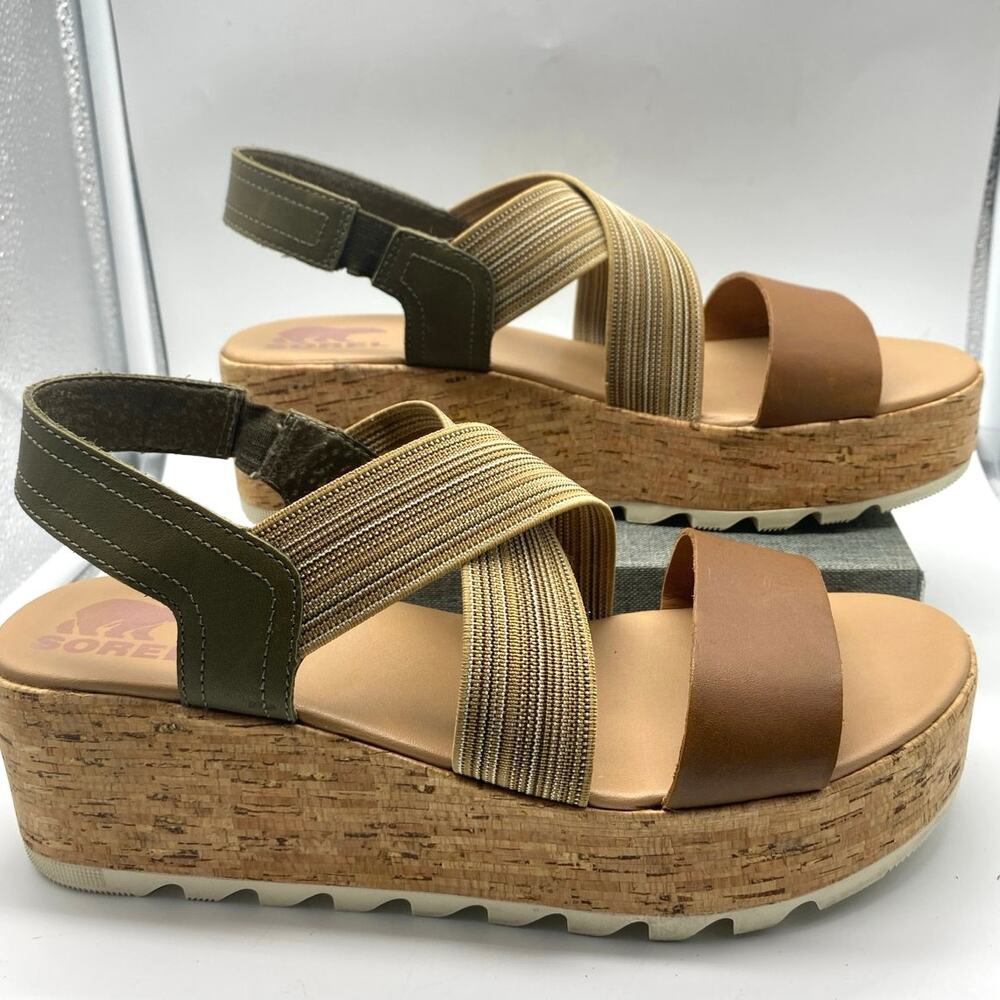 Sorel Cameron Platform Slingback Wedge Flatform Strappy Sandals Womens SIZE‎ 9.5